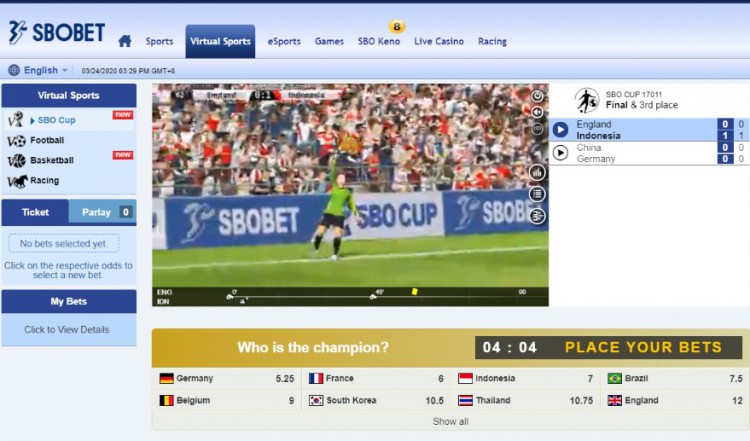 เกม Virtual Sports แนวใหม่ กับ SBO Cup จาก SBOBET