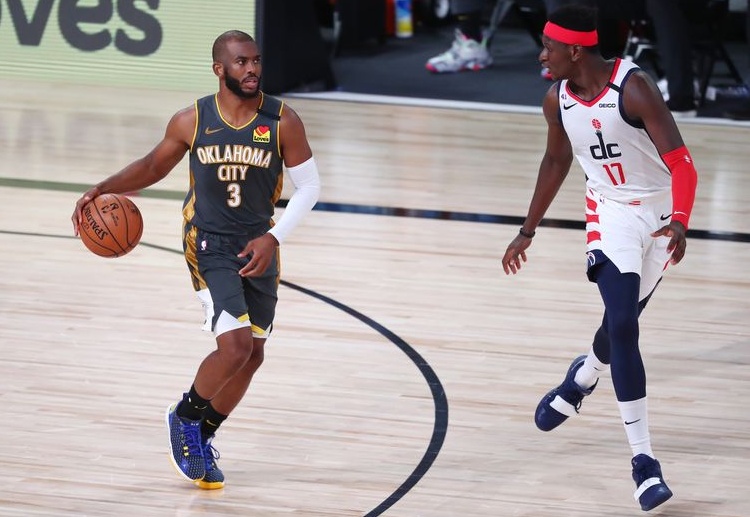 Chris Paul looks to spearhead the Thunder in dominating the Rockets to win their first game in the NBA playoffs