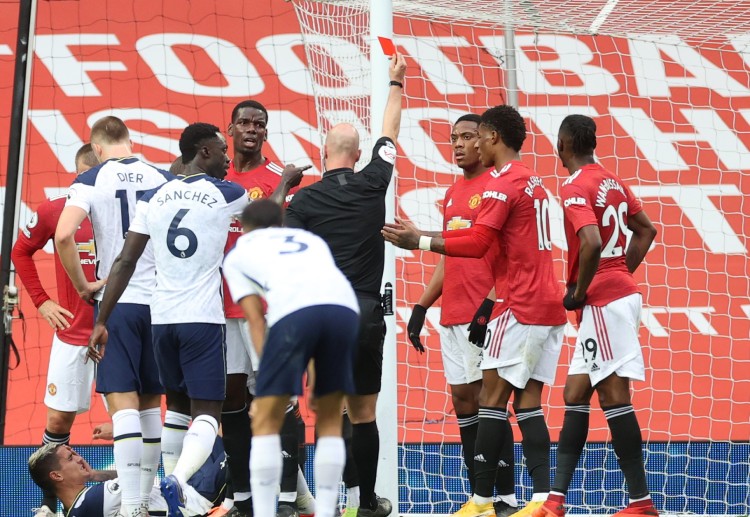 Premier League: Anthony Martial receives a red card after clashing with Tottenham Hotspur's Erik Lamela