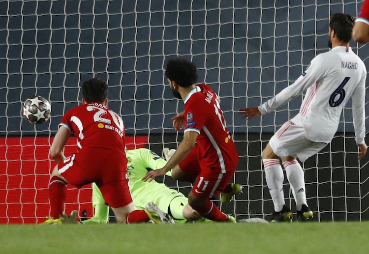 Mohammed Salah is the lone scorer for Liverpool during a recent Champions League match against Real Madrid