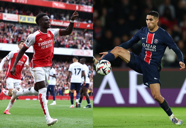 Achraf Hakimi and Bukayo Saka are now preparing as Arsenal and PSG battle in the Champions League