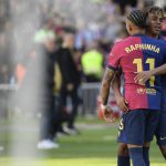 欧冠联赛 菲尼亚和亚马尔这对边路组合状态火热，已经联手攻入5球并送出16次关键机会。