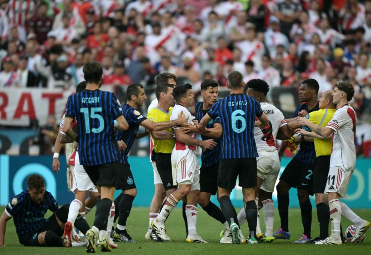 Emotions ran high as Inter Milan and River Plate players got into a skirmish after their Club World Cup game